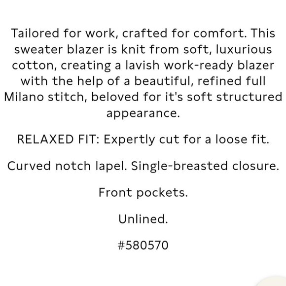 NWOT Banana Republic Milano Sweater Blazer, XS, Black - Picture 5 of 9